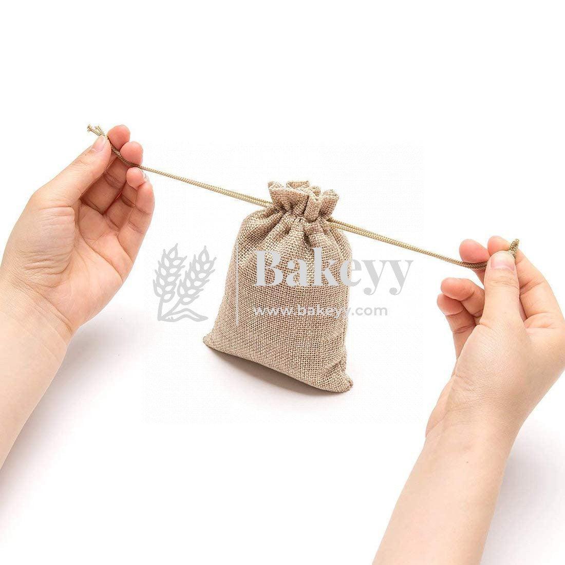 8x10 CM | Jute Potli Bag | Gift Return Gifts Bags| Natural Jute Colour | Drawstring Bags - Bakeyy.com - India - 8x10 CM | Jute Potli Bag | Gift Return Gifts Bags| Natural Jute Colour | Drawstring Bags - Pack Of 10 / 3x4 Inch