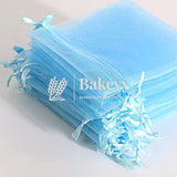 3x4 Inch | Organza Potli Bags | Sky Blue Colour | Candy Bag | pack of 100 - Bakeyy.com