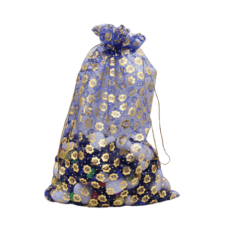 10x14 cm | Printed Organza Potli Bags | Pack of 70 |Blue Colour | Candy Bag | - Bakeyy.com - India - 10x14 cm | Printed Organza Potli Bags | Pack of 70 |Blue Colour | Candy Bag | - Default Title