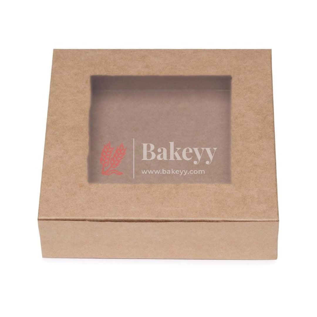 4 Brownie Box Kraft | Goodie Box - Bakeyy.com - India - 4 Brownie Box Kraft | Goodie Box - Pack Of 10