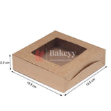 4 Brownie Box Kraft | Goodie Box - Bakeyy.com - India - 4 Brownie Box Kraft | Goodie Box - Pack Of 10