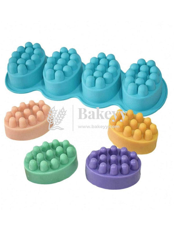 4 Cavity Massage Bar Design Silicone Moulds for Soaps Chocolate - Bakeyy.com