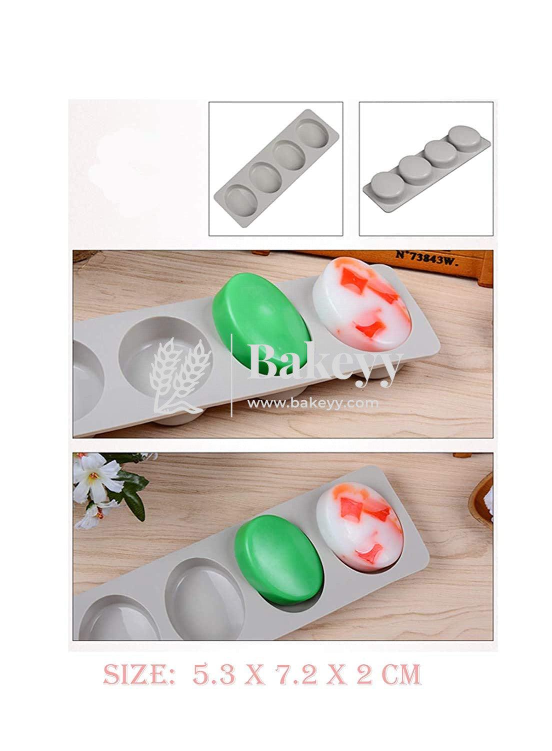 4 Cavity Oval Silicone Moulds for Soaps and Chocolate Jelly Desserts Mould - Bakeyy.com - India - 4 Cavity Oval Silicone Moulds for Soaps and Chocolate Jelly Desserts Mould - Default Title