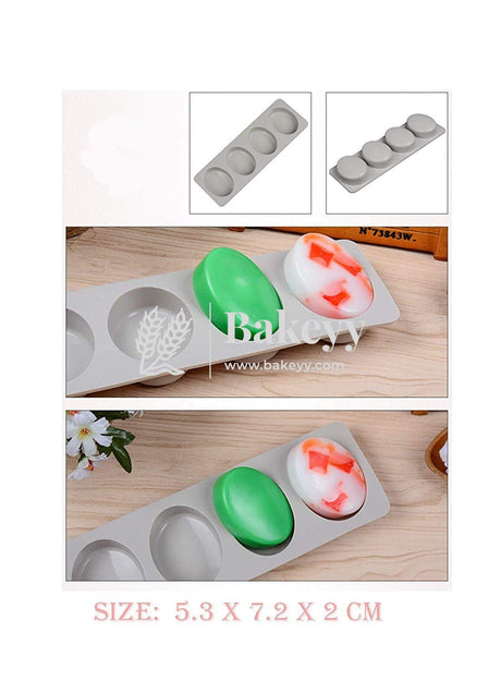 4 Cavity Oval Silicone Moulds for Soaps and Chocolate Jelly Desserts Mould - Bakeyy.com - India - 4 Cavity Oval Silicone Moulds for Soaps and Chocolate Jelly Desserts Mould - Default Title