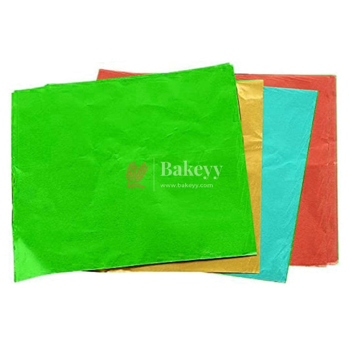 4 in 1 Color Aluminum Chocolate Wrappers | 4 Different Color in 1 Packet |Pack of 200 - Bakeyy.com