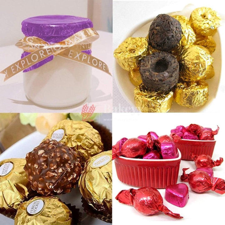 4 in 1 Color Aluminum Chocolate Wrappers | 4 Different Color in 1 Packet |Pack of 200 - Bakeyy.com