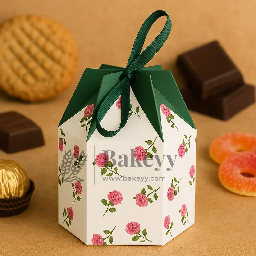 Rose Printed Gift Box with Green Ribbon – 9.5x4x4cm Favor Box for Chocolates, Sweets & Diwali Return Gifts| Pack of 10 - Bakeyy.com - India - Rose Printed Gift Box with Green Ribbon – 9.5x4x4cm Favor Box for Chocolates, Sweets & Diwali Return Gifts| Pack of 10 - Default Title