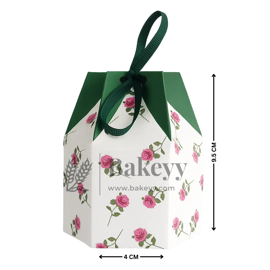 Rose Printed Gift Box with Green Ribbon – 9.5x4x4cm Favor Box for Chocolates, Sweets & Diwali Return Gifts| Pack of 10 - Bakeyy.com - India - Rose Printed Gift Box with Green Ribbon – 9.5x4x4cm Favor Box for Chocolates, Sweets & Diwali Return Gifts| Pack of 10 - Default Title