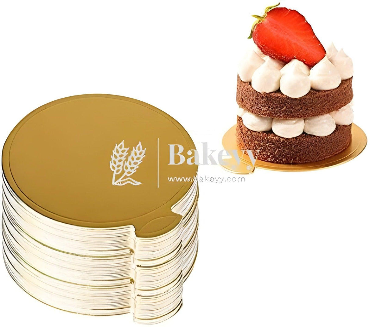 Round Pastry Base Mousse Cake Boards Gold (24 pcs) - Bakeyy.com - India - Round Pastry Base Mousse Cake Boards Gold (24 pcs) - Default Title