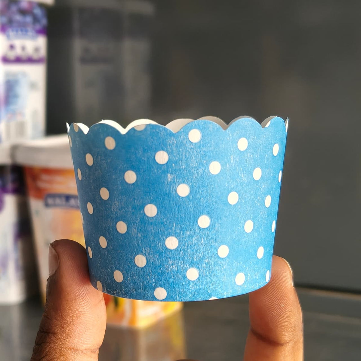 5 Cm | Polka Dot Mix Design | Muffin Cups | Scalloped Paper Design | Pack of 50