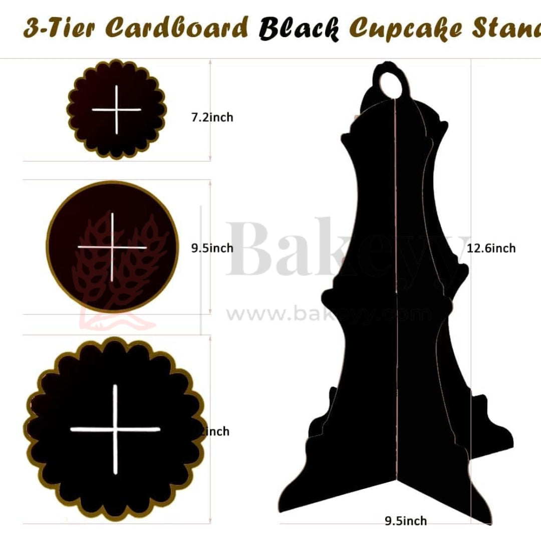 Black| Tier Layer Cupcake Dessert Paper Stand Display Rack  1 Piece