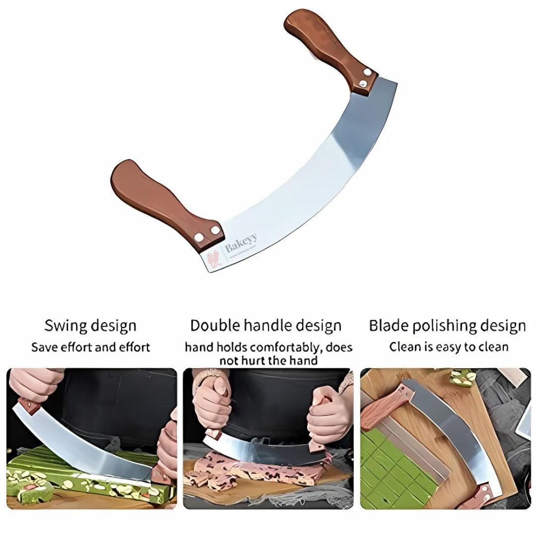 Double Handle Pizza Cutter| Stainless Steel Kitchen Chopper| 1 Piece - Bakeyy.com - India - Double Handle Pizza Cutter| Stainless Steel Kitchen Chopper| 1 Piece - Default Title