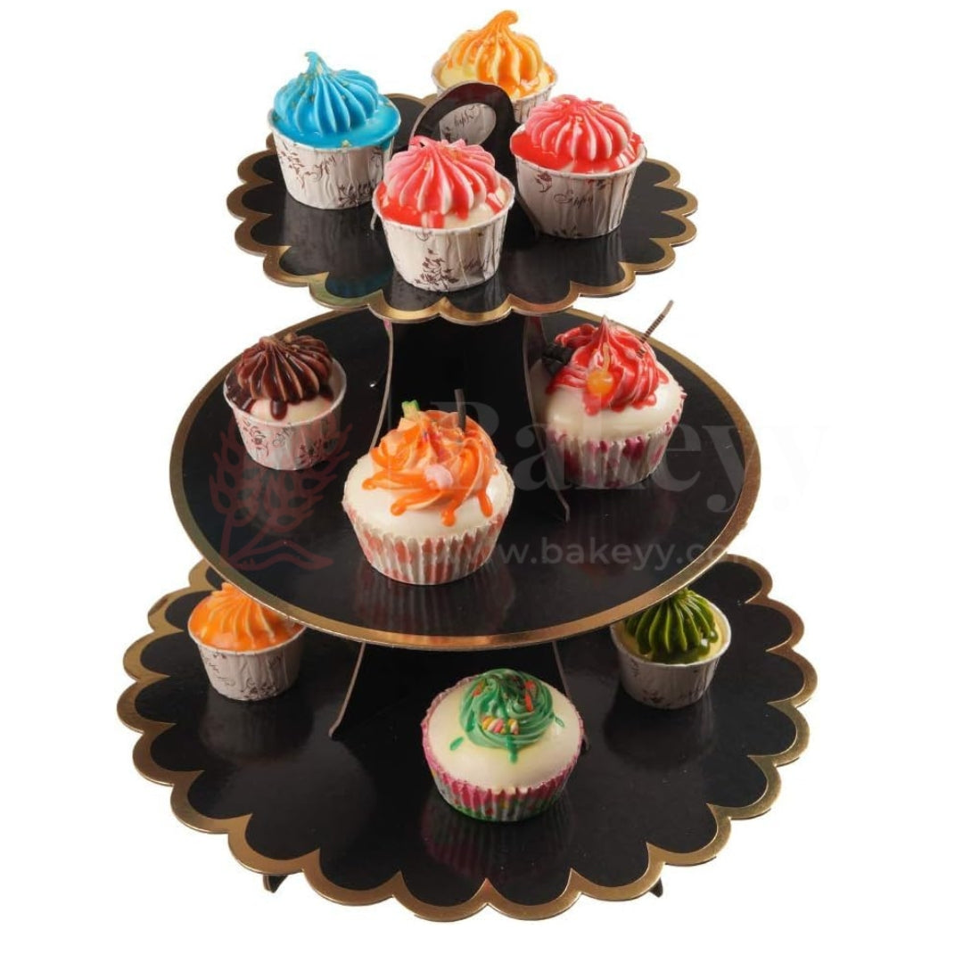 Black| Tier Layer Cupcake Dessert Paper Stand Display Rack  1 Piece