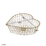 Heart Decorative Gold Metal Hamper Basket For Gifting Square | Large