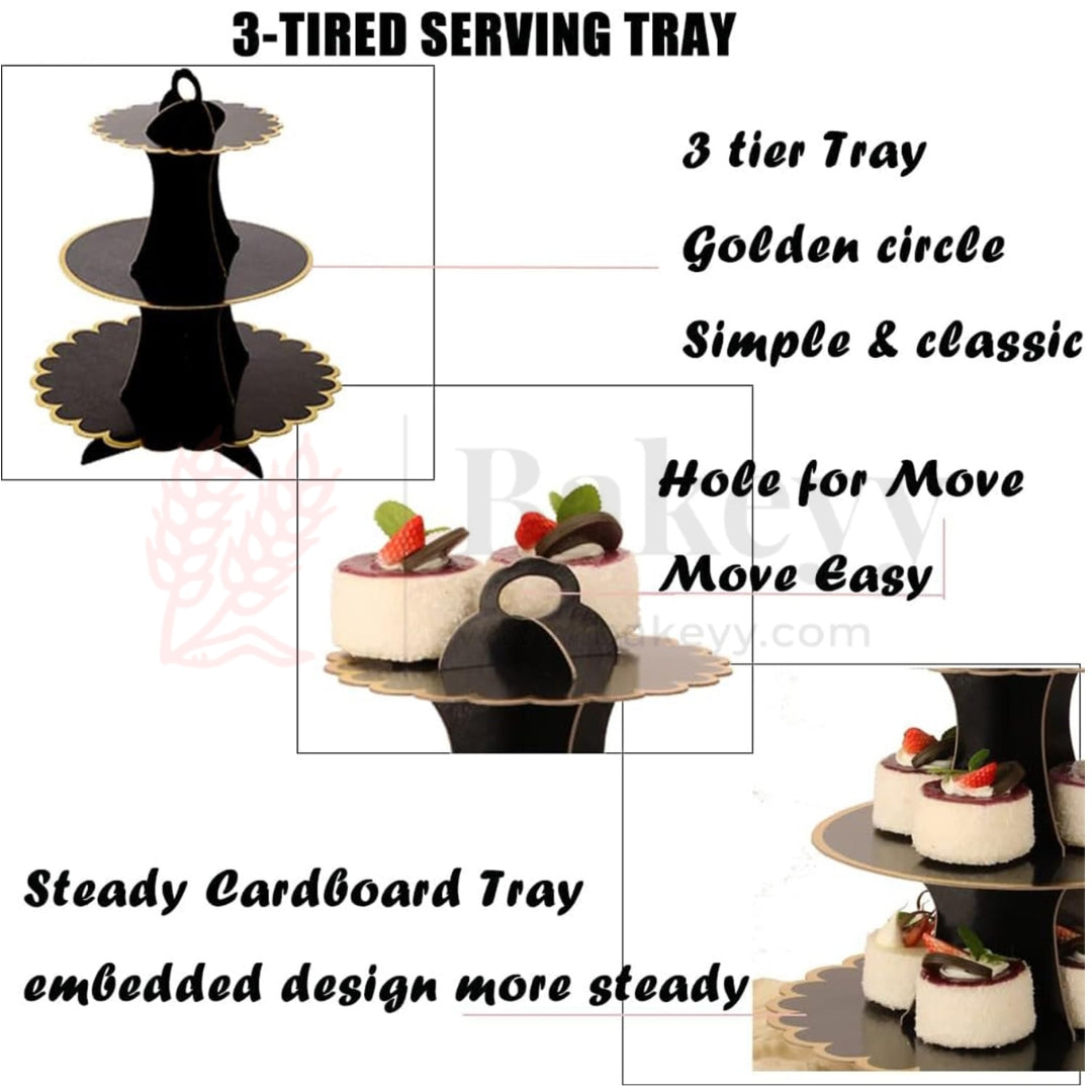 Black| Tier Layer Cupcake Dessert Paper Stand Display Rack  1 Piece