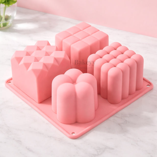 4 Cavity Geometric Cube & Bubble Silicone Chocolate Mould | Pack of 1