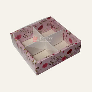 4-Cavity Floral Gift Box | Pack of 10 | Perfect for Valentine's Day Treats | Brownie Box |chocolates, candies, and desserts | - Bakeyy.com - India - 4-Cavity Floral Gift Box | Pack of 10 | Perfect for Valentine's Day Treats | Brownie Box |chocolates, candies, and desserts | - Default Title