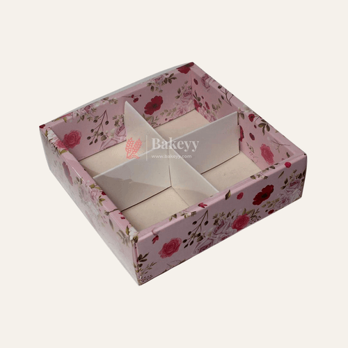 4-Cavity Floral Gift Box | Pack of 10 | Perfect for Valentine's Day Treats | Brownie Box |chocolates, candies, and desserts | - Bakeyy.com - India - 4-Cavity Floral Gift Box | Pack of 10 | Perfect for Valentine's Day Treats | Brownie Box |chocolates, candies, and desserts | - Default Title
