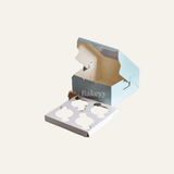 4 Cupcake Box | With Window On The Top | Sky Blue Color | - Bakeyy.com - India - 4 Cupcake Box | With Window On The Top | Sky Blue Color | - Pack of 10