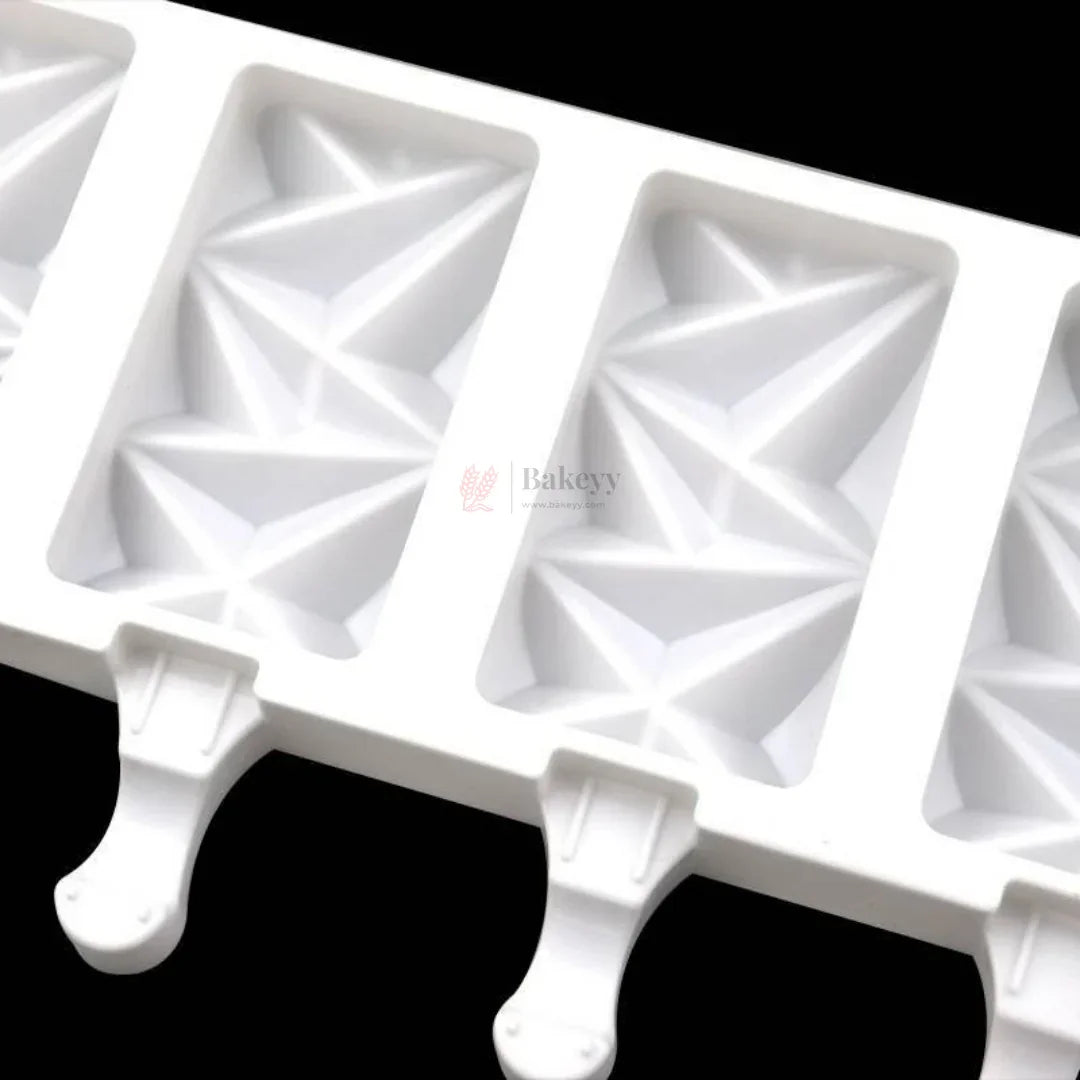 4 Cavity Popsicle Ice Cream Mould Tray  Hard Plastic Kulfi & Chocolate Bar Mold  Reusable Popsicle Stick Mold  Pack of 1