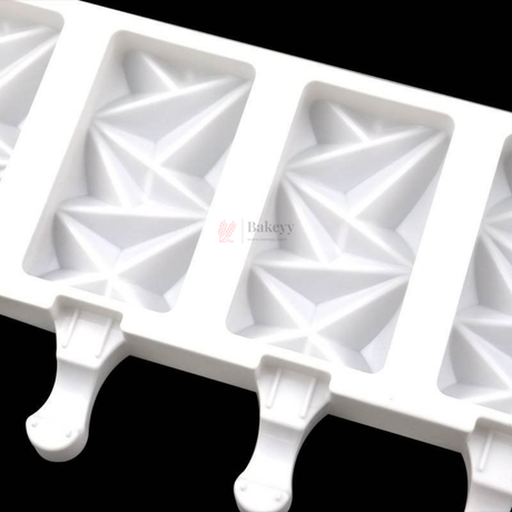 4 Cavity Popsicle Ice Cream Mould Tray  Hard Plastic Kulfi & Chocolate Bar Mold  Reusable Popsicle Stick Mold  Pack of 1