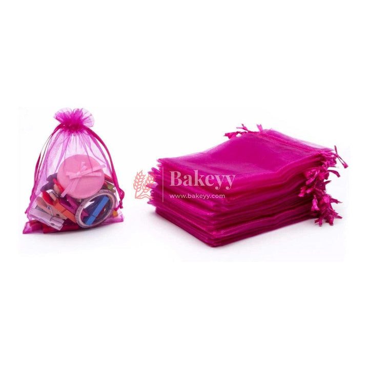 10x14 CM | Organza Potli Bags | Dark Pink Colour |100 g | Candy Bag - Bakeyy.com - India - 10x14 CM | Organza Potli Bags | Dark Pink Colour |100 g | Candy Bag - Pack Of 100 / 10x14 cm / 4x6 inch / Magenta