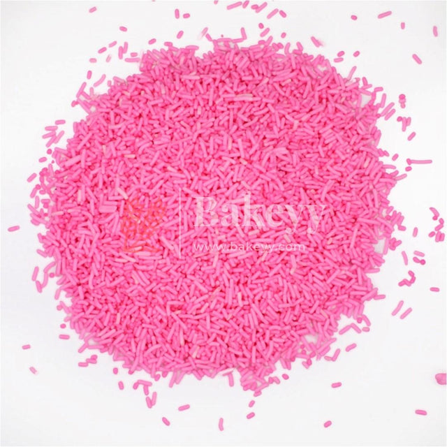 Pink Color Vermicelli Sprinklers - Bakeyy.com - India - Pink Color Vermicelli Sprinklers - 100 gm / Pink