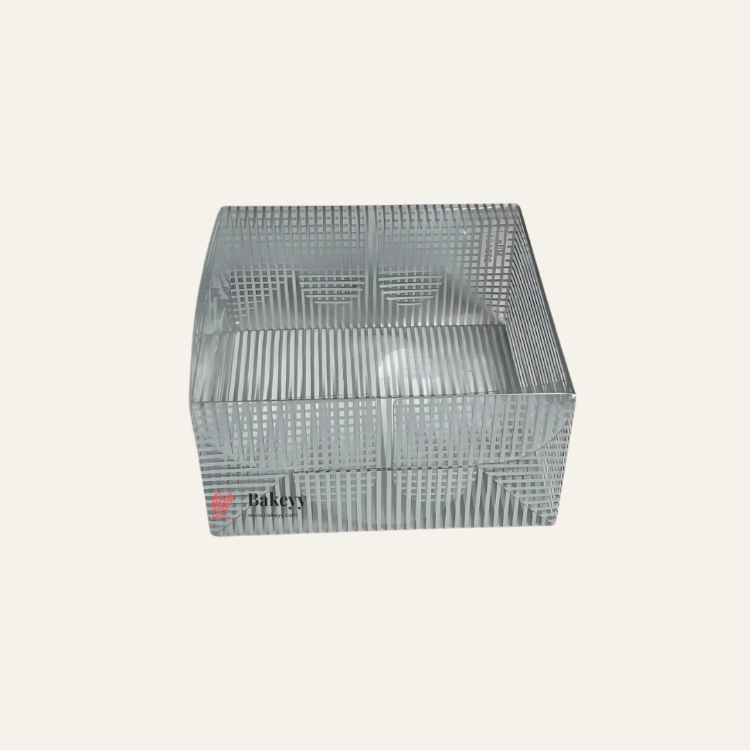 10.5 x 10.5 x 5.5 cm Silver Lined PVC Gift Box with Lid | Bakery packaging | Pack of 10