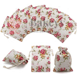 15X19cm| Floral Rose Jute Drawstring Bag| Jute Potli Bags| Gift Bags, Jewellery Pouches| DIY Craft Potli| Pack of 10