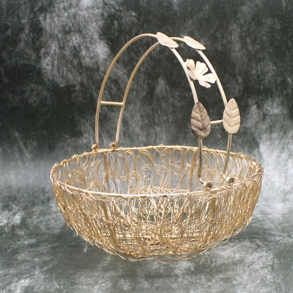 Decorative Gold Metal Hamper Basket For Gifting - Bakeyy.com