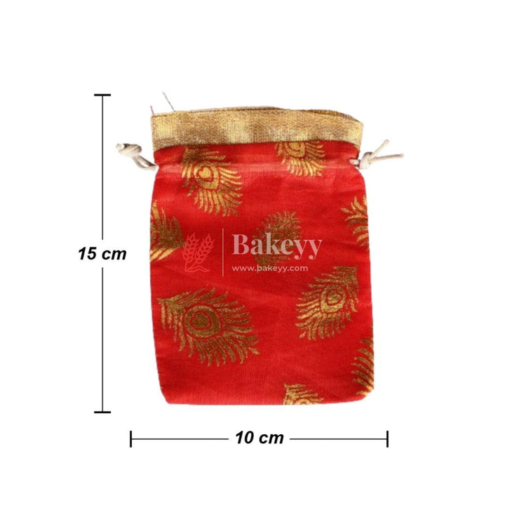 4x6 Inch | Elegant Red Drawstring Gift Bag | Drawstring Bags - Bakeyy.com