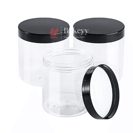 Transparent Storage Jar with Black Lid | Cookie Jar | Pack of 10 | Airtight and Reusable | Multi Purpose Jar | - Bakeyy.com - India - Transparent Storage Jar with Black Lid | Cookie Jar | Pack of 10 | Airtight and Reusable | Multi Purpose Jar | - 500ml x11x8