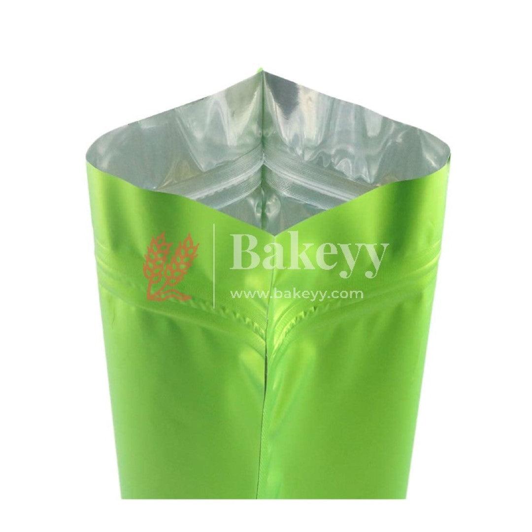 100 gm | Zip Lock Pouch | Green Color Without Window | 10x17 CM | Standing Pouch | 110 GSM | - Bakeyy.com - India - 100 gm | Zip Lock Pouch | Green Color Without Window | 10x17 CM | Standing Pouch | 110 GSM | - Pack Of 50 / 10x17 cm / 100 gm