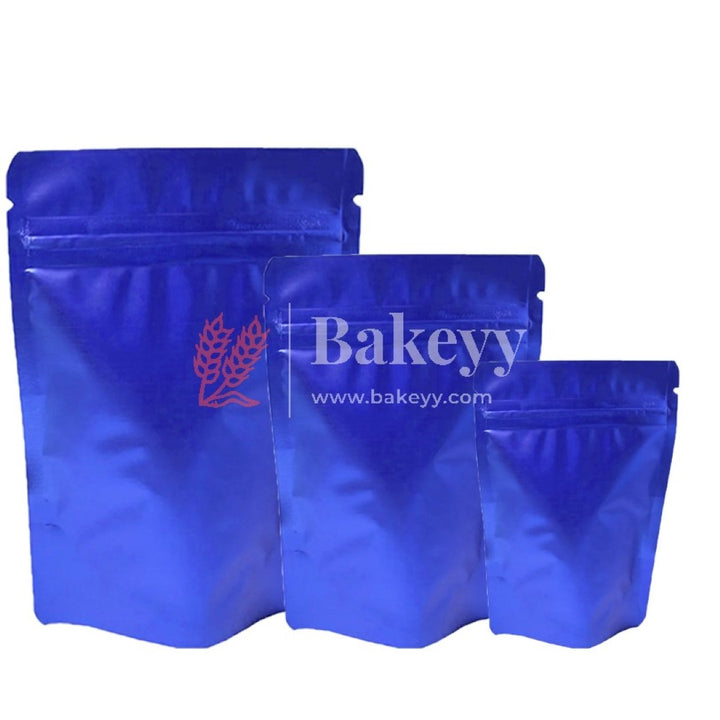 100 gm | Zip Lock Pouch | Royal Blue Color Without Window | 10x17 CM | Standing Pouch - Bakeyy.com