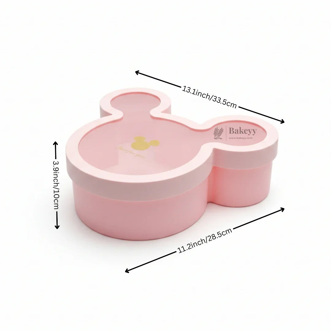 Mickey-Shaped Premium Gift Box with Transparent Lid l Pack of 1 - Bakeyy.com - India - Mickey-Shaped Premium Gift Box with Transparent Lid l Pack of 1 - Pink 599.00
