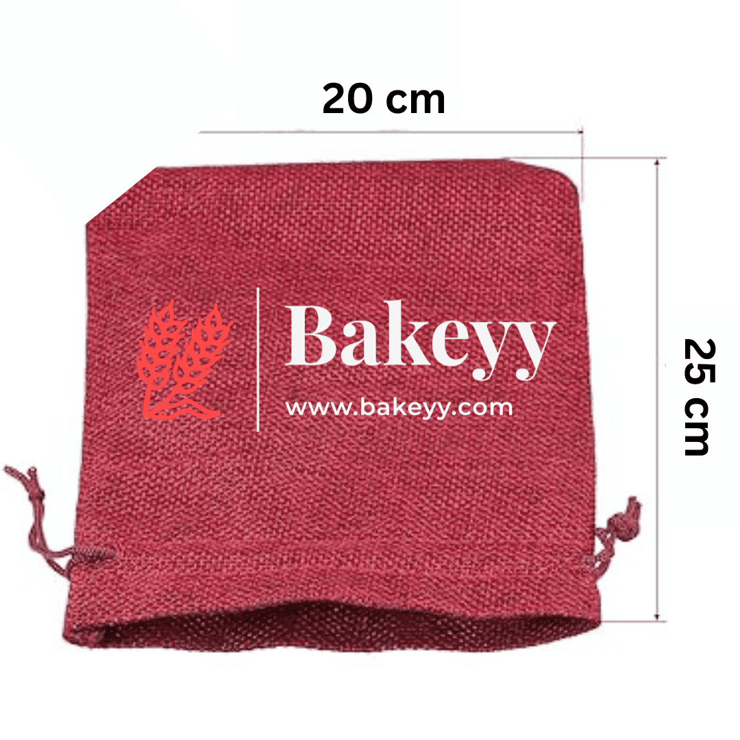 Maroon Jute Potli Bag | Gift Return Gifts Bags | Drawstring Bags | (Pack of 10) - Bakeyy.com - India - Maroon Jute Potli Bag | Gift Return Gifts Bags | Drawstring Bags | (Pack of 10) - 20 X 25CM