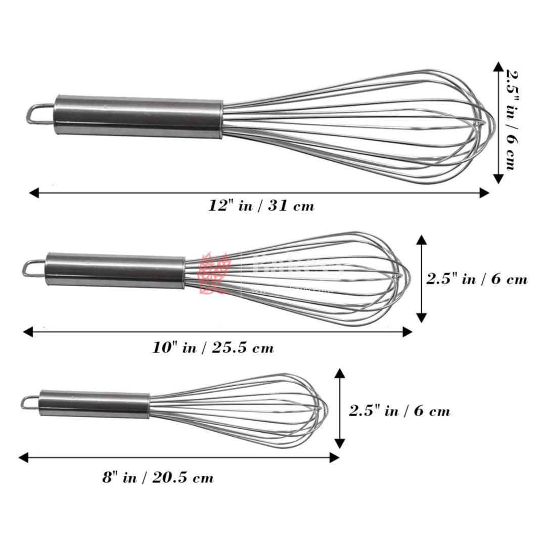 Heavy Stainless Steel Whisk, Whisk Egg Beater | Wisk Manual Whisk Balloon Whisk Stirring | 3 Different Size - Bakeyy.com - India - Heavy Stainless Steel Whisk, Whisk Egg Beater | Wisk Manual Whisk Balloon Whisk Stirring | 3 Different Size - Small / 8" inch