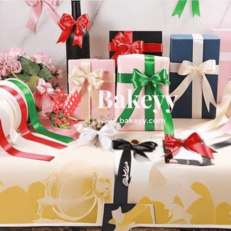 Satin ribbon for decoration | Gift wrapping | School project works | Opening ribbon | Multi-purpose use - Bakeyy.com - India - Satin ribbon for decoration | Gift wrapping | School project works | Opening ribbon | Multi-purpose use - Light Blue