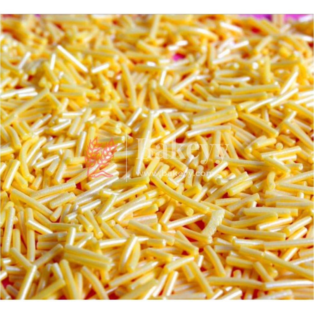 Yellow Color Vermicelli Sprinklers - Bakeyy.com - India - Yellow Color Vermicelli Sprinklers - 100 gm / Yellow