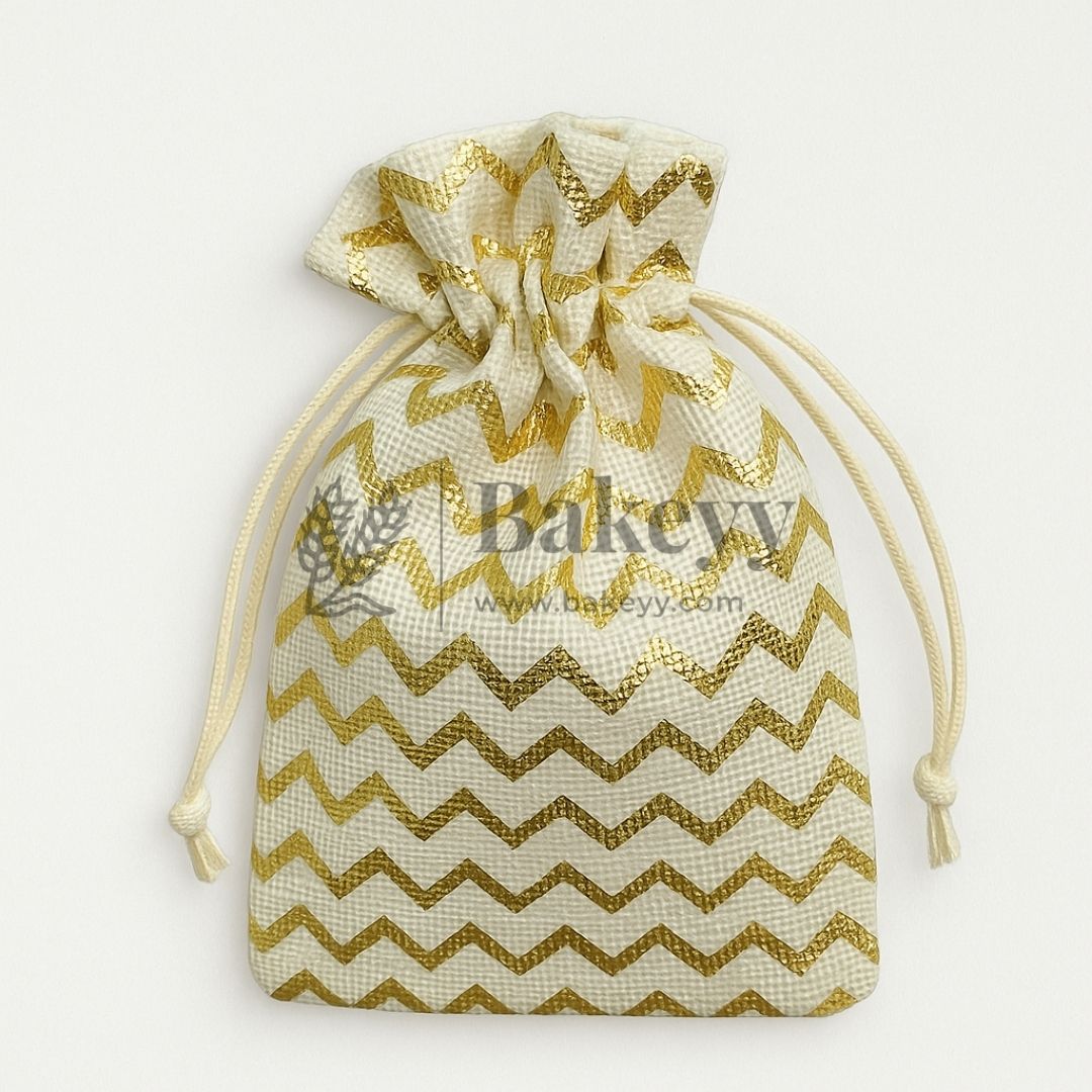 10x14 Cm | Gold Foiling Jute Potli Bags | Pack of 50