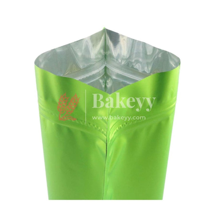 1 kg | Zip Lock Pouch | Green Color Without Window | 17x26.5 CM | Standing Pouch - Bakeyy.com