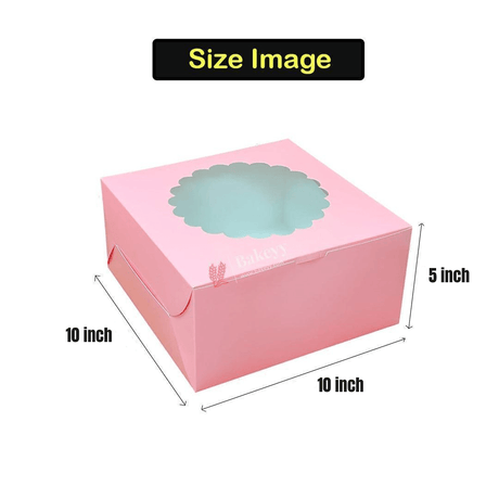 10x10x5 inch Pink Cake Box With Window | Birthday Cake boxes | Pack Of 25| - Bakeyy.com - India - 10x10x5 inch Pink Cake Box With Window | Birthday Cake boxes | Pack Of 25| - Default Title