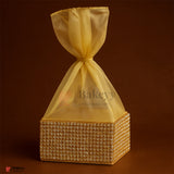 6x6x3 Inch | Golden Diamond Mesh Gift Box with Net  – Premium Return Gift Packaging | Pack  of 1