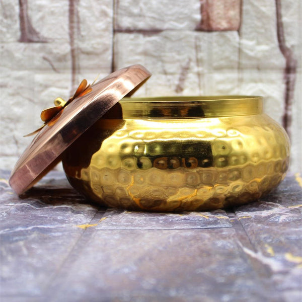 Dry Fruit Jar for Gifting | Designed Jar | Copper tin & Copper lid - Bakeyy.com