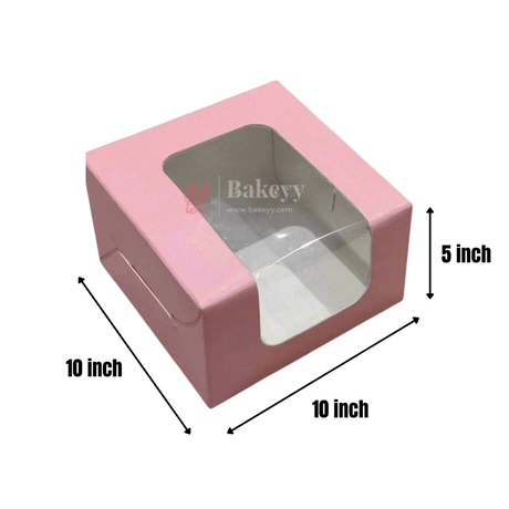 10x10x5 inch Plain Cake Box With L Shape Window | Birthday Cake boxes | Pack of 25 | - Bakeyy.com - India - 10x10x5 inch Plain Cake Box With L Shape Window | Birthday Cake boxes | Pack of 25 | - Default Title