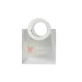Transparent Bags With Leather Style White Colour Handles | Pack of 12