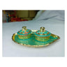 Plastic Kumkum Holder Stone Decorated 2-in-1 Haldi/Kumkum Holder- 2 - Bakeyy.com - India - Plastic Kumkum Holder Stone Decorated 2-in-1 Haldi/Kumkum Holder- 2 - Green