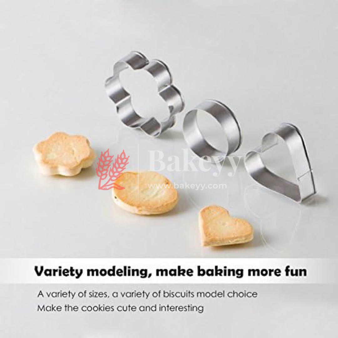 Cookie Cutters Set - Molds Cutter for Baking (Round, Heart, Flower and Star Cookie Cutters 2 of each) 8 pc - Bakeyy.com - India - Cookie Cutters Set - Molds Cutter for Baking (Round, Heart, Flower and Star Cookie Cutters 2 of each) 8 pc - Default Title