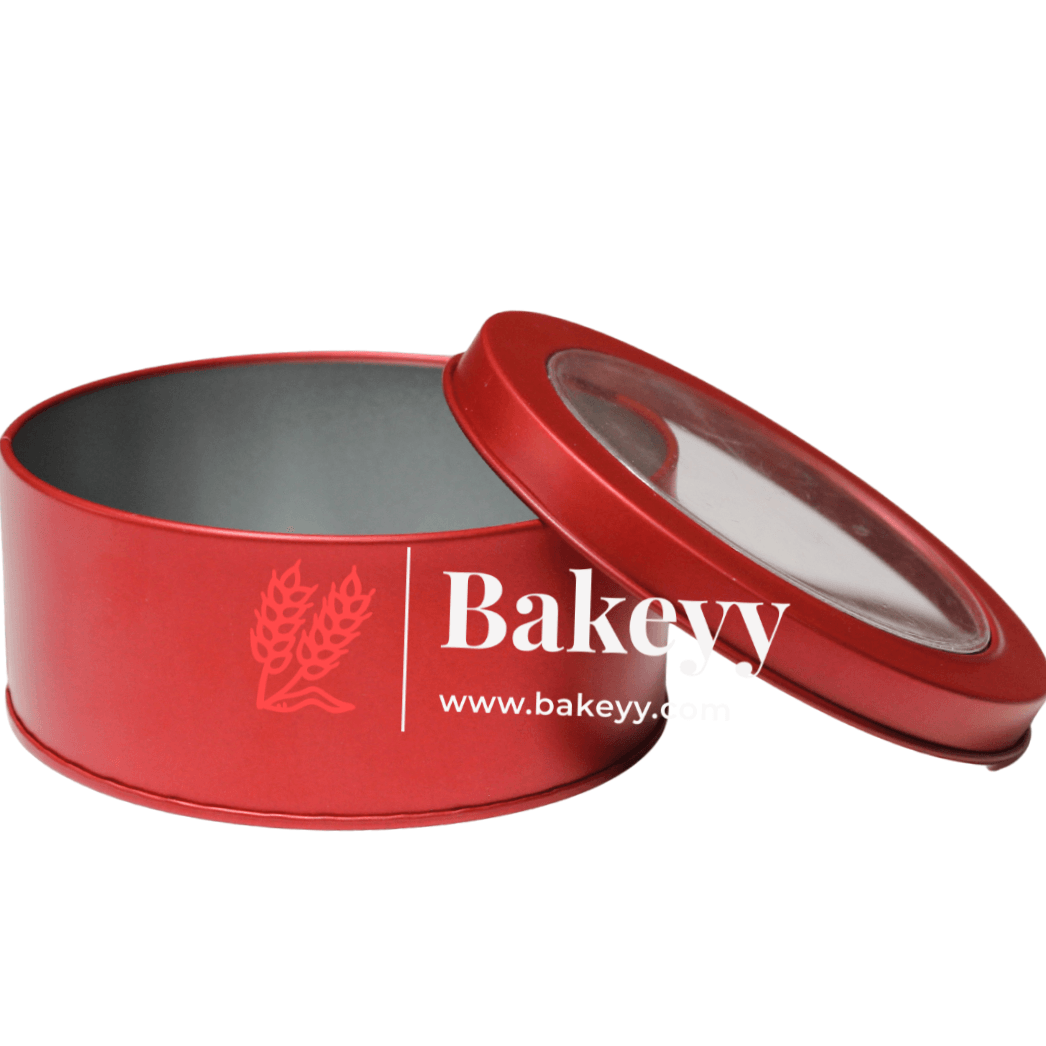 Round Empty Decorative Acrylic Box | Gift Box | Chocolate Box | Sweet Box | Jewellery Box | Pvc Tin Box | Big | - Bakeyy.com - India - Round Empty Decorative Acrylic Box | Gift Box | Chocolate Box | Sweet Box | Jewellery Box | Pvc Tin Box | Big | - Red