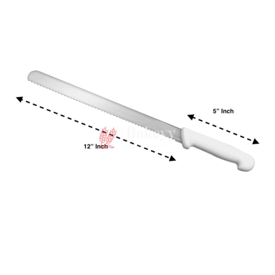 12 Inch Bread Knife Fiber Handle | Stainless Steel Blade with Strong Grip | White Handle - Bakeyy.com - India - 12 Inch Bread Knife Fiber Handle | Stainless Steel Blade with Strong Grip | White Handle - 12 Inch